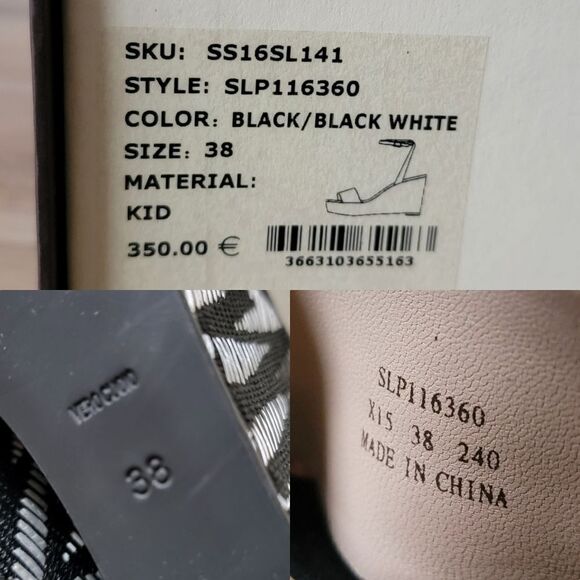 Stella Luna Atelier Paris Sheep Suede Leather Aztex Platform Wedge Sandal Black - Picture 13 of 15